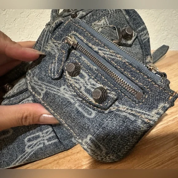 Balenciaga Le Cagole BB Monogram Denim Mini Shoulder Bag - Picture 6 of 8
